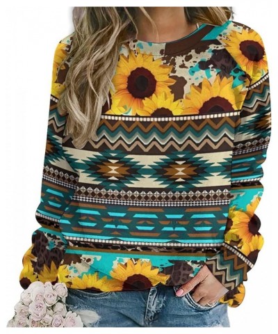 Women's Novelty Sweatshirt Casual Long Sleeve Funny Aztec Cowgirl Sweatshirt Women Crewneck Loose Graphic Pullover Ethnic Sun...