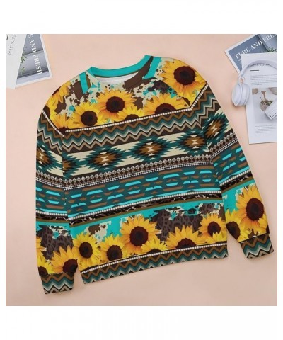 Women's Novelty Sweatshirt Casual Long Sleeve Funny Aztec Cowgirl Sweatshirt Women Crewneck Loose Graphic Pullover Ethnic Sun...