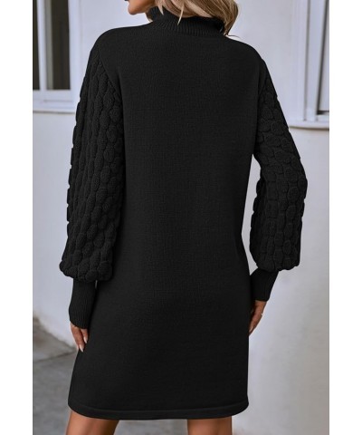 Women's 2023 Fall Long Sleeve Mock Neck Sweater Dress Casual Loose Ribbed Knit Mini Short Pullover Dresses Black $22.50 Sweaters