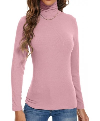 Women Mock Turtleneck Long Sleeve Shirt Pullover High Neck Undershirt Ribbed Thermal Shirts Indigo Pink $10.82 Underwear