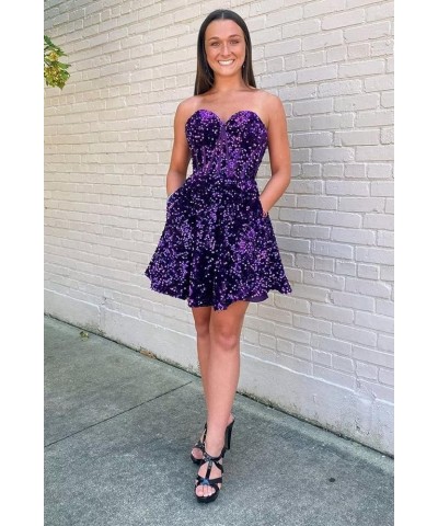 Sequin Short Homecoming Dresses for Teens Sparkly A Line Prom Dress Tight Cocktail Dresses Evening Gown with Pocket Green $24...