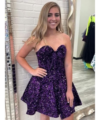 Sequin Short Homecoming Dresses for Teens Sparkly A Line Prom Dress Tight Cocktail Dresses Evening Gown with Pocket Green $24...