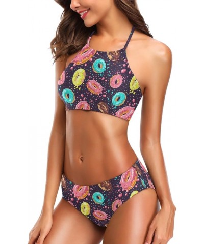 Women's Chic Summer Beach Hot 2 Piece Halter Neack High Waist Padded Sexy Swimsuit Doughnut $12.88 Swimsuits