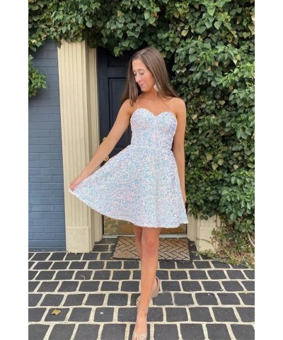 Sequin Short Homecoming Dresses for Teens Sparkly A Line Prom Dress Tight Cocktail Dresses Evening Gown with Pocket Green $24...