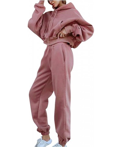 Lounge Sets for Women 2 Piece Outfits Casual Sweatshirt Workout Tops With High Waisted Baggy Sweatpants Joggers E-pink $8.95 ...