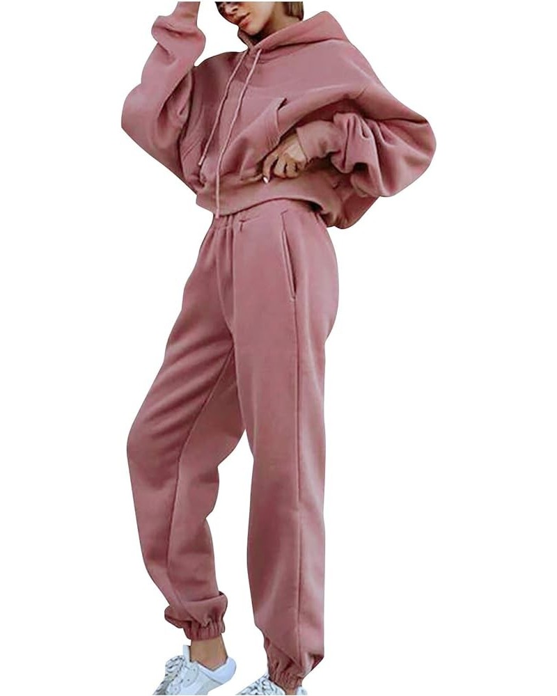 Lounge Sets for Women 2 Piece Outfits Casual Sweatshirt Workout Tops With High Waisted Baggy Sweatpants Joggers E-pink $8.95 ...