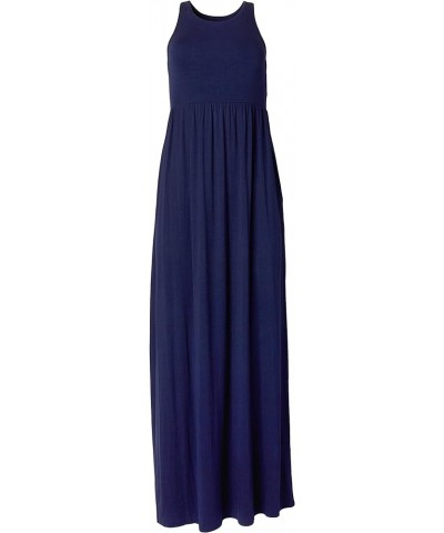 Maxi Dresses for Women Solid Lightweight Long Racerback Sleeveless W/Pocket Navy $23.39 Dresses