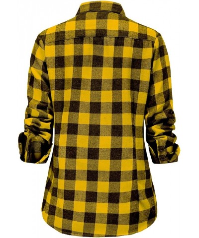 Soft Women Flannel Shirt Long Sleeve Buffalo Plaid Women Lumberjack Costume Yellow Flannel Shirt Women $15.11 Others