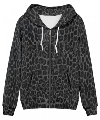 Island Tribal Zipper Women Hoodies with Pocket, Leopard Print,Music Notes Plus Size Hooded Sweatshirt Sport Coat Leopard Prin...