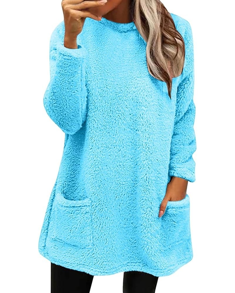 Jackets for Women,Casual Fleece Fuzzy Faux Shearling Warm Winter Outwear Jackets Shaggy Coat A2-blue $3.44 Coats