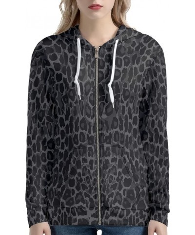 Island Tribal Zipper Women Hoodies with Pocket, Leopard Print,Music Notes Plus Size Hooded Sweatshirt Sport Coat Leopard Prin...