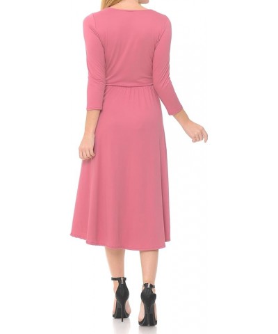 Women's A-Line Midi Dress with Waist Tie Formal Casual Mauve $14.70 Dresses