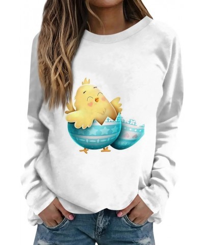 Holiday Easter Shirts for Women Plus Size Long Sleeve Party Print Crewneck Comfy Casual Sweatshirts Pullover S-3XL 02-fluores...