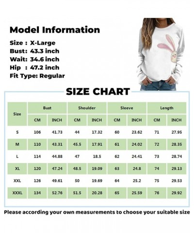 Holiday Easter Shirts for Women Plus Size Long Sleeve Party Print Crewneck Comfy Casual Sweatshirts Pullover S-3XL 02-fluores...