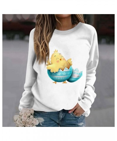 Holiday Easter Shirts for Women Plus Size Long Sleeve Party Print Crewneck Comfy Casual Sweatshirts Pullover S-3XL 02-fluores...