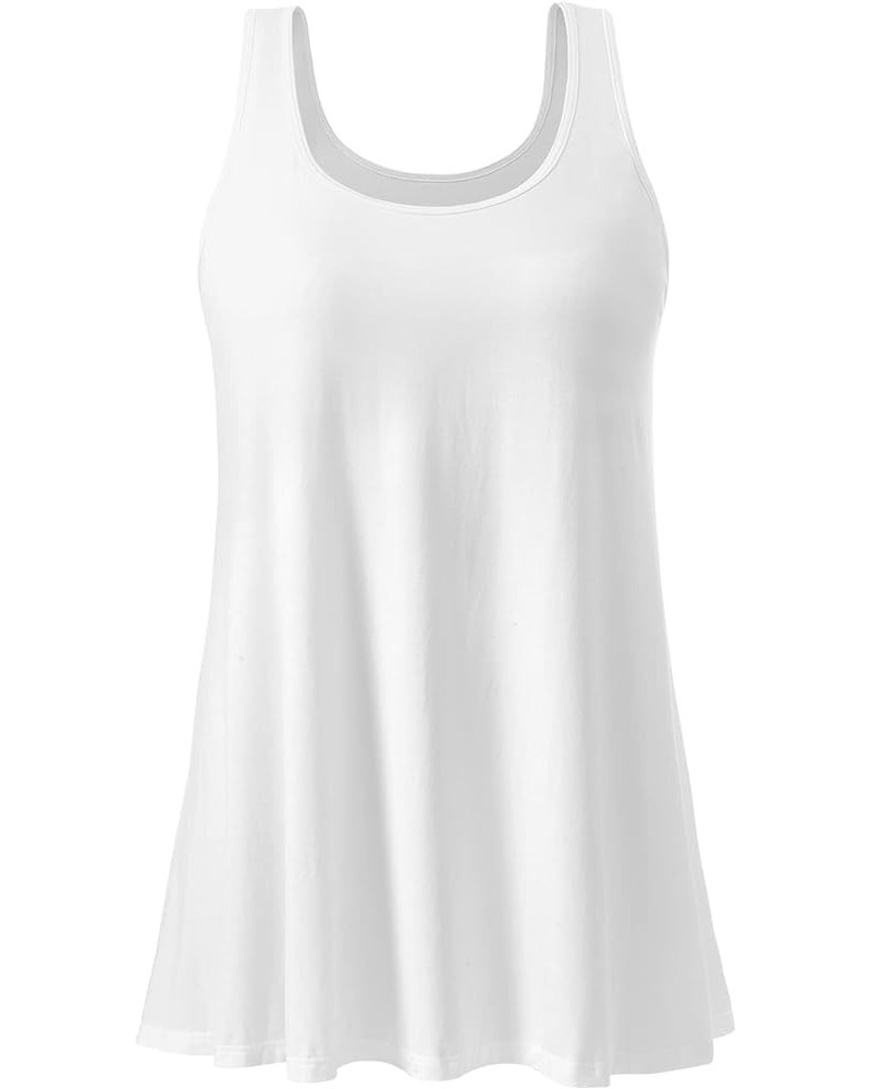 Tank Tops for Women Build in Bra Casual Flowy Tank Pleated Loose Fit S-XXXXL White $14.29 Tanks