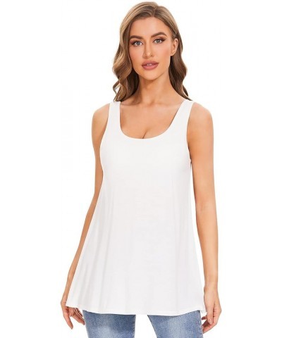 Tank Tops for Women Build in Bra Casual Flowy Tank Pleated Loose Fit S-XXXXL White $14.29 Tanks