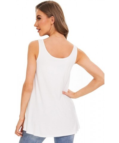 Tank Tops for Women Build in Bra Casual Flowy Tank Pleated Loose Fit S-XXXXL White $14.29 Tanks