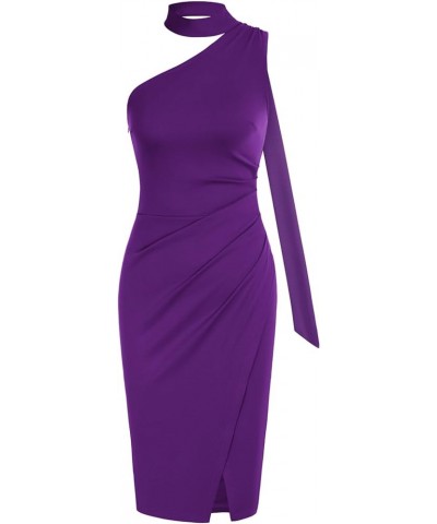 2023 Women's Sexy Sleeveless Cocktail Bodycon Dresses Ruched Halter Neck Wrap-Around Party Pencil Dresses Deep Purple $24.48 ...