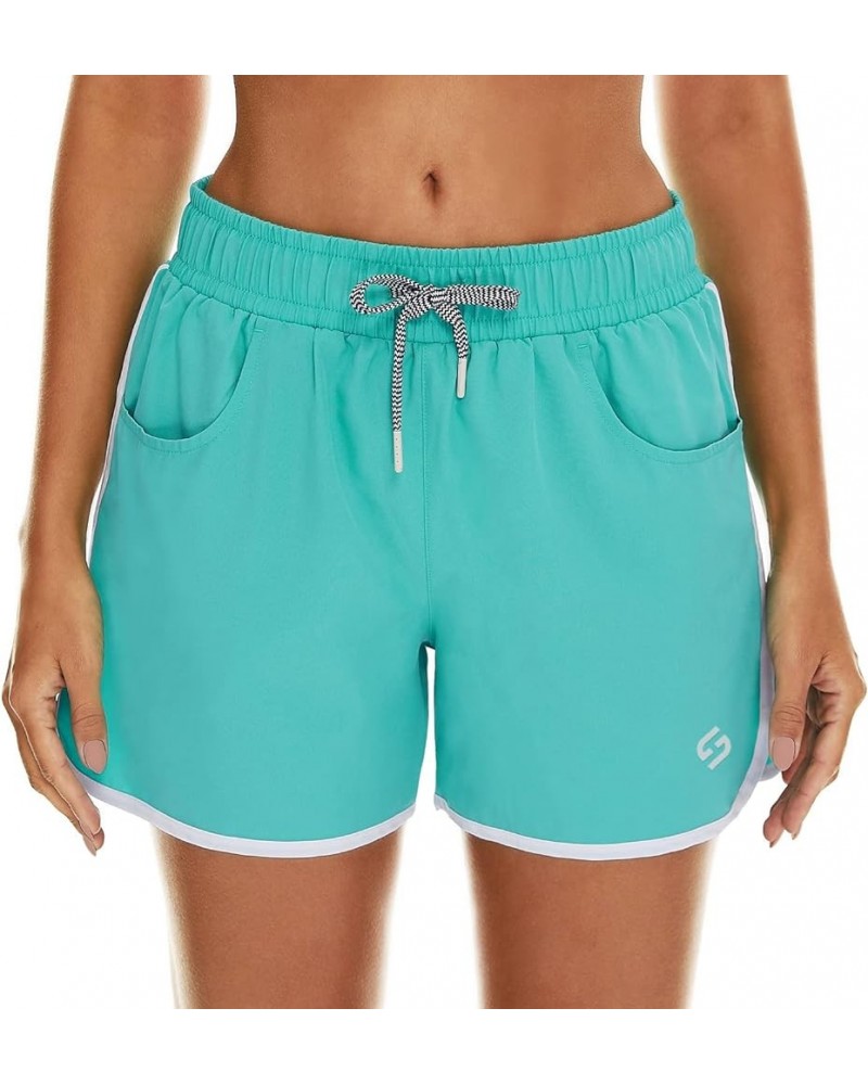 Women's 4" Swim Shorts Quick Dry Board Shorts Swimsuit Bottom with Pockets No Liner Lake Green $9.60 Swimsuits