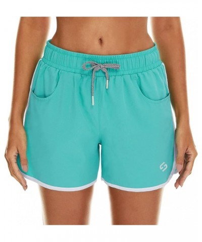 Women's 4" Swim Shorts Quick Dry Board Shorts Swimsuit Bottom with Pockets No Liner Lake Green $9.60 Swimsuits