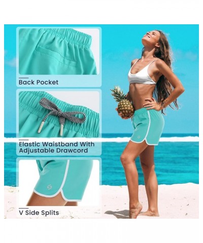 Women's 4" Swim Shorts Quick Dry Board Shorts Swimsuit Bottom with Pockets No Liner Lake Green $9.60 Swimsuits