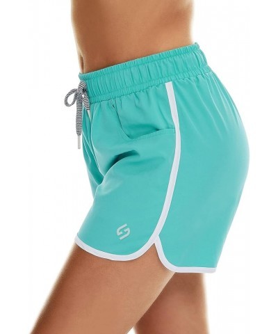 Women's 4" Swim Shorts Quick Dry Board Shorts Swimsuit Bottom with Pockets No Liner Lake Green $9.60 Swimsuits