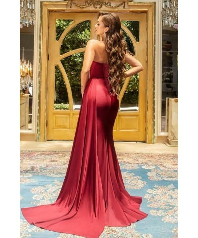 Women's One Shoulder Mermaid Bridesmaid Dresses for Wedding Long Satin Bodycon Prom Formal Evening Gowns with Slit 822 Silver...