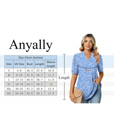 Womens Summer Puff Short Sleeve Tops Dressy Casual V-Neck T-Shirts Cute Blouse for Work Mint Green $17.97 Blouses