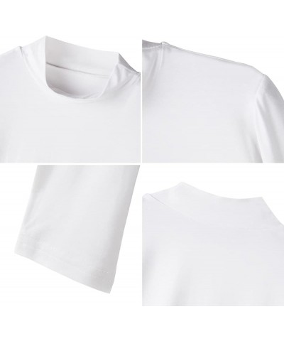 Women's Long Sleeve Mock Neck Pure Soft Thin Sexy Stretch Crop TOP T Shirt A-white $10.00 T-Shirts