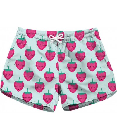 Women's Casual Fruits Print Pockets Quick Dry Beach Shorts Strawberry $11.70 Shorts