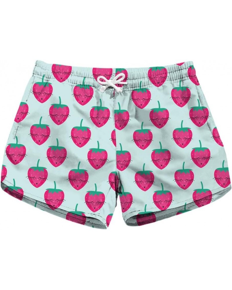 Women's Casual Fruits Print Pockets Quick Dry Beach Shorts Strawberry $11.70 Shorts