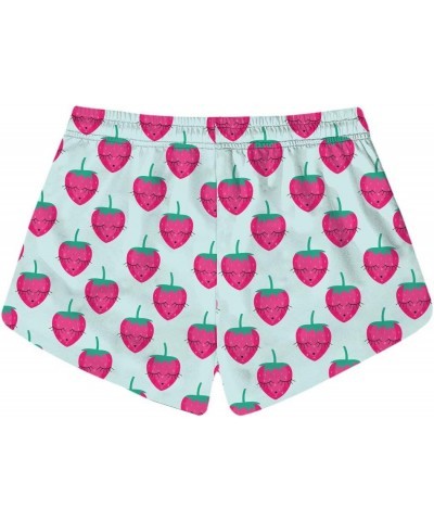 Women's Casual Fruits Print Pockets Quick Dry Beach Shorts Strawberry $11.70 Shorts