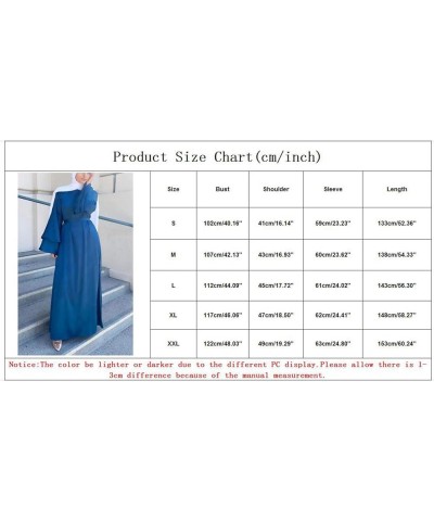 Women's Muslim Ramadan Dresses,Women's Fashion Solid Color O-Neck Long Sleeve Satin Soft Waist and Ankle Dress Red $9.97 Dresses