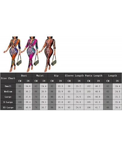 Womens Print 2 Piece Outfits Sexy Bodycon Long Sleeve Crop Tops Long Pants Sets Casual Crop Tops Bodycon Pants Set A-orange $...