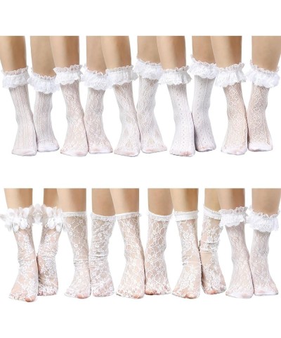 10 Pairs Slouch Lace Socks Women Cute Mesh Frilly Socks Ankle High Loose Lace Ruffle Socks for Women Girls Dress Delicate $9....