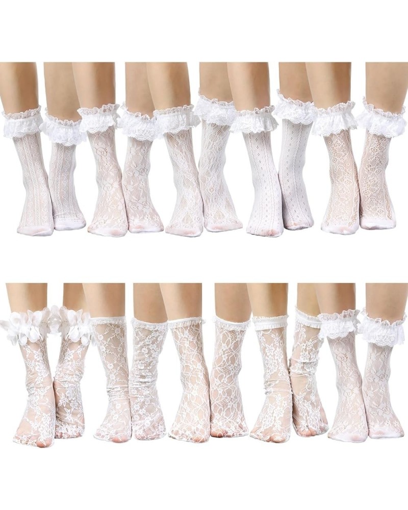 10 Pairs Slouch Lace Socks Women Cute Mesh Frilly Socks Ankle High Loose Lace Ruffle Socks for Women Girls Dress Delicate $9....