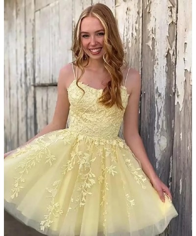 Lace Appliques Tulle Homecoming Dresses Short Spaghetti Straps Prom Cocktail Party Dresses Desert Rose $26.09 Dresses