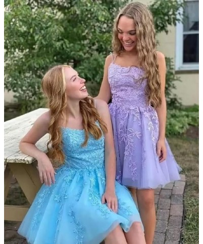 Lace Appliques Tulle Homecoming Dresses Short Spaghetti Straps Prom Cocktail Party Dresses Desert Rose $26.09 Dresses