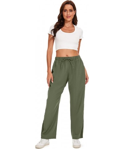 Casual Capris for Women Trendy Lightweight Wide Leg Loose Fit Pants Drawstring Crop Pants with Pockets F-army-green $13.49 Pants