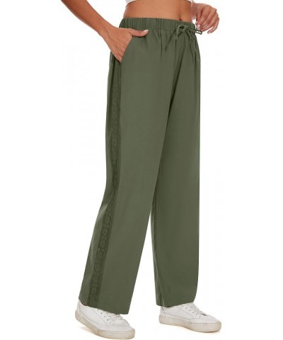 Casual Capris for Women Trendy Lightweight Wide Leg Loose Fit Pants Drawstring Crop Pants with Pockets F-army-green $13.49 Pants