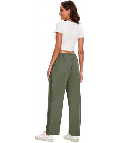 Casual Capris for Women Trendy Lightweight Wide Leg Loose Fit Pants Drawstring Crop Pants with Pockets F-army-green $13.49 Pants