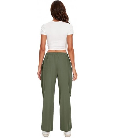 Casual Capris for Women Trendy Lightweight Wide Leg Loose Fit Pants Drawstring Crop Pants with Pockets F-army-green $13.49 Pants