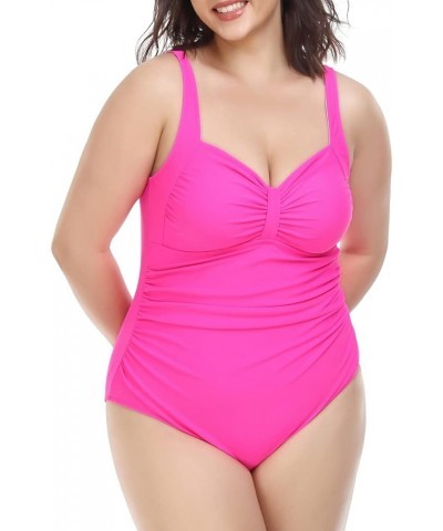 Women's Plus Size Bow Shape Front Ruched One Piece Swimsuit Swimwear Rose $12.47 Swimsuits