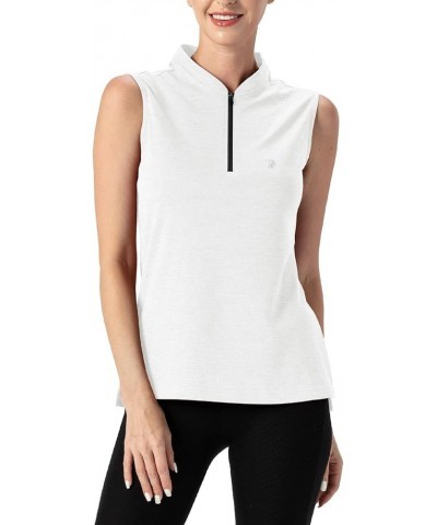 Women's UPF 50+ Golf Polo Shirts Sleeveless Zip Up Athletic Tank Tops Quick Dry 13-white $13.24 Activewear