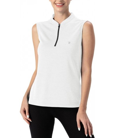 Women's UPF 50+ Golf Polo Shirts Sleeveless Zip Up Athletic Tank Tops Quick Dry 13-white $13.24 Activewear