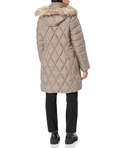 Womens 3/4 Puffer With Faux Fur HoodCoat Beige $37.82 Jackets