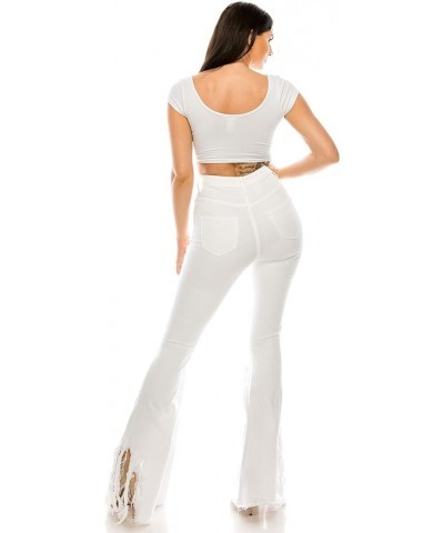 Bootcut Jeans for Women - Super High Waisted Wide Leg Bell Flare Bottom Stretch Distressed Ripped Denim Pants 2049f / White $...