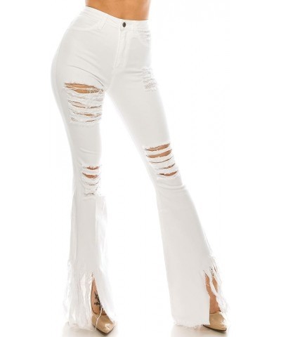 Bootcut Jeans for Women - Super High Waisted Wide Leg Bell Flare Bottom Stretch Distressed Ripped Denim Pants 2049f / White $...