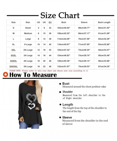 Valentines Day Shirts for Women Cute Love Heart Long Sleeve Printed Tunic Casual Loose Blouses Tops to Wear with Leggings T2 ...